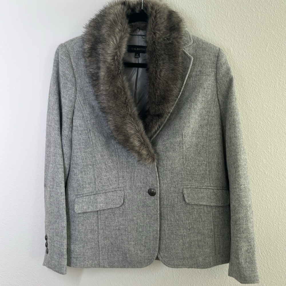 Talbots Wool Blend Jacket With Removable Faux Fur… - image 2